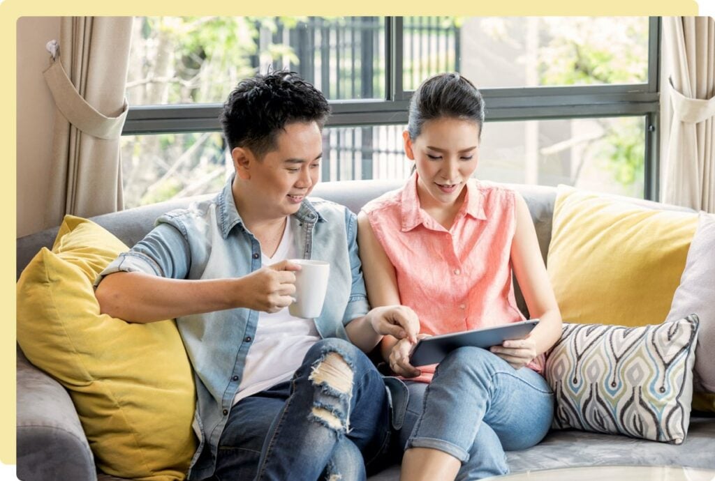 Couple browsing gifts online